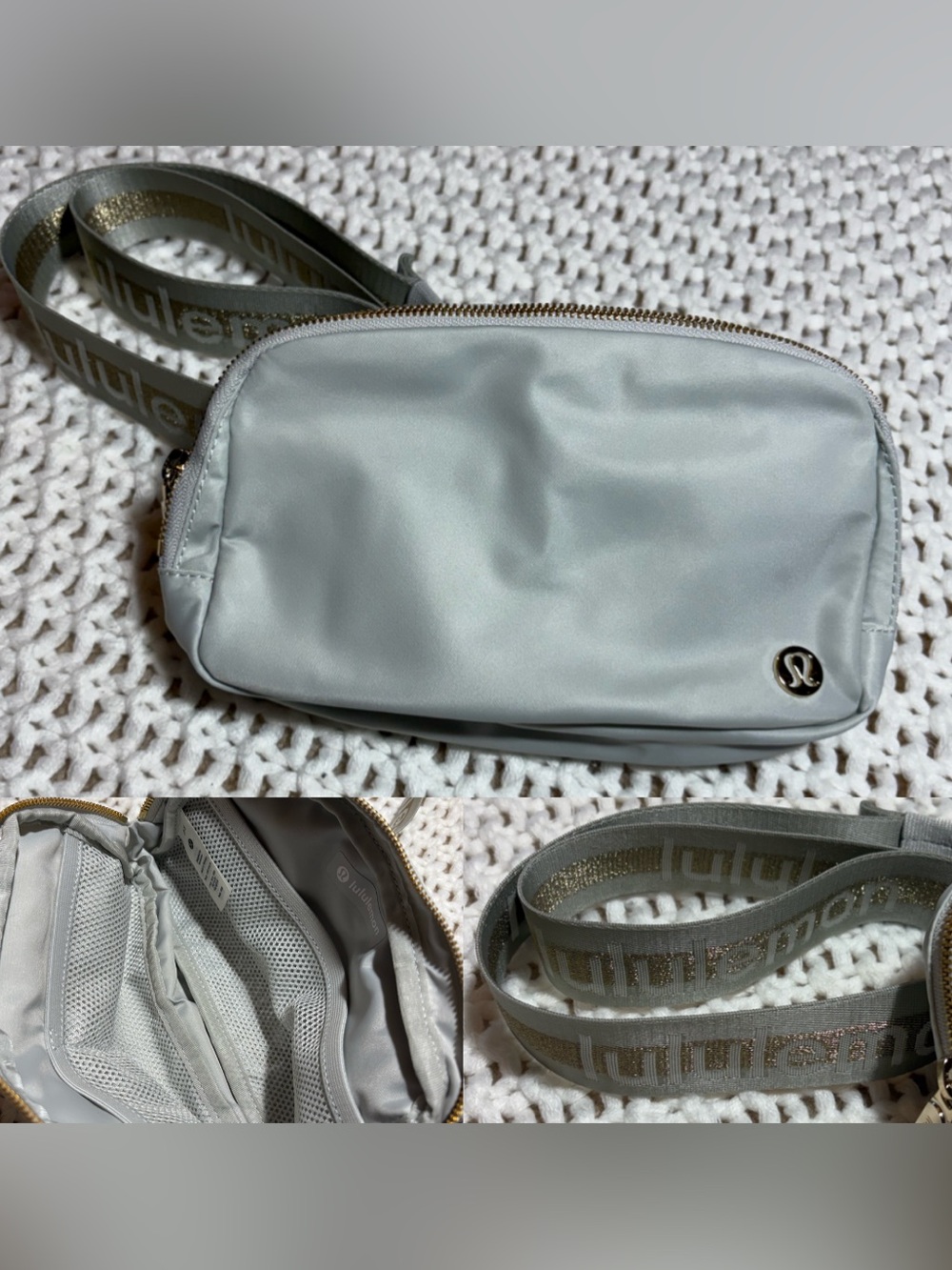 limited edition! Lululemon everywhere belt bag 1L in vapor/gold/white